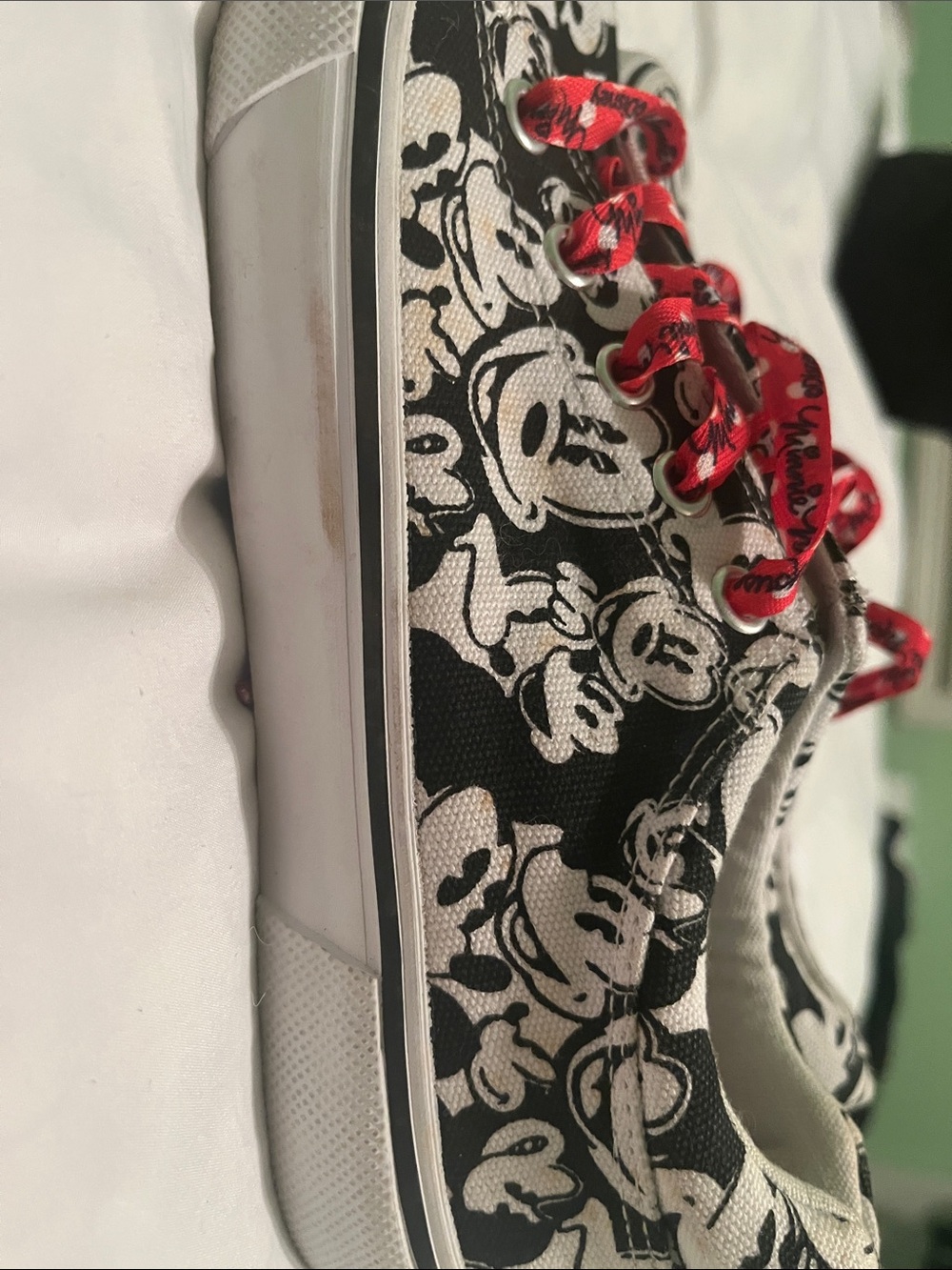 Disney Black & White Mickey Canvas Sneakers with Red Laces